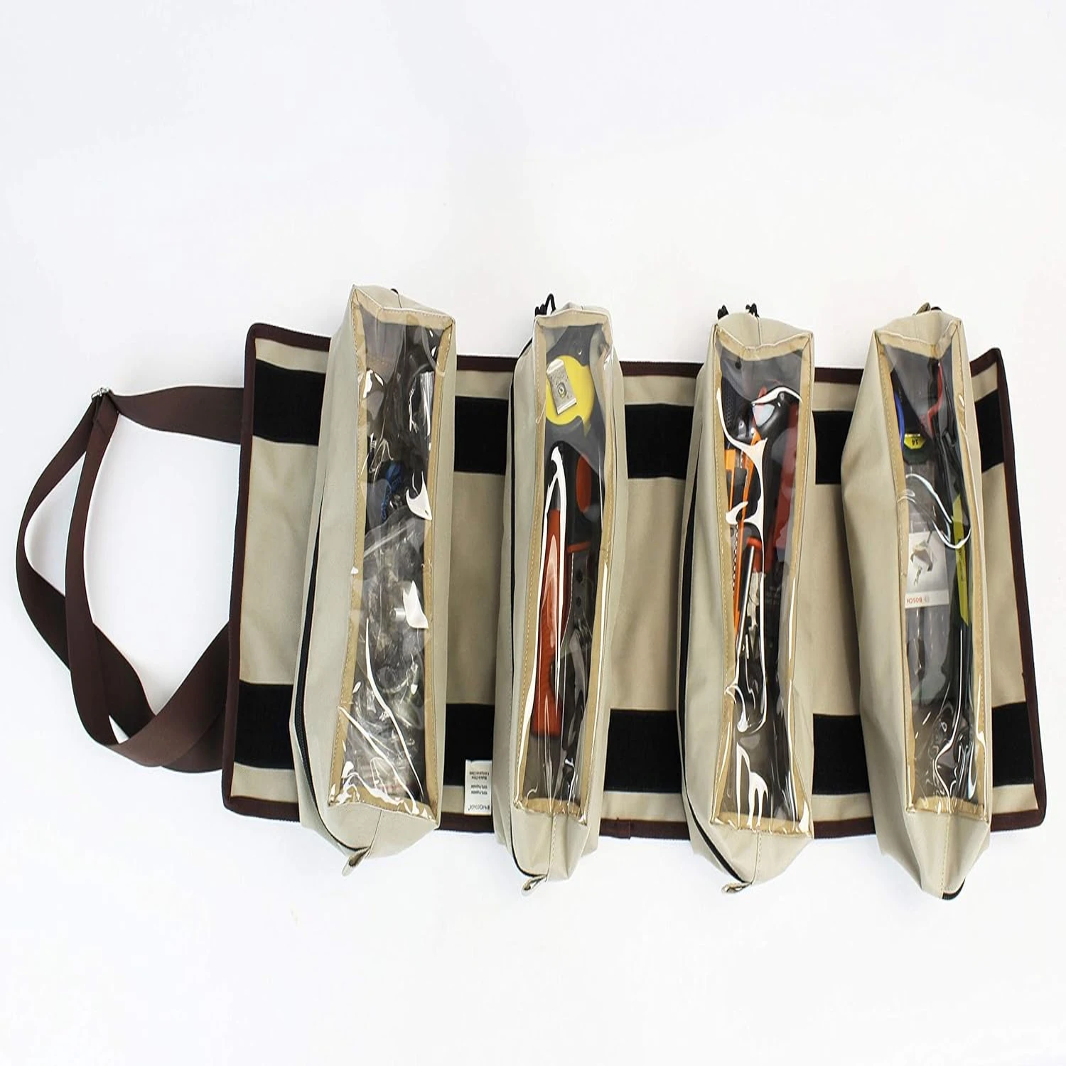 Convenient, Adjustable Large Tool Organizer Roll Up Pouch Bag with Zipper - Carrier Bag for Wrenches - Includes 4 Handy Small To