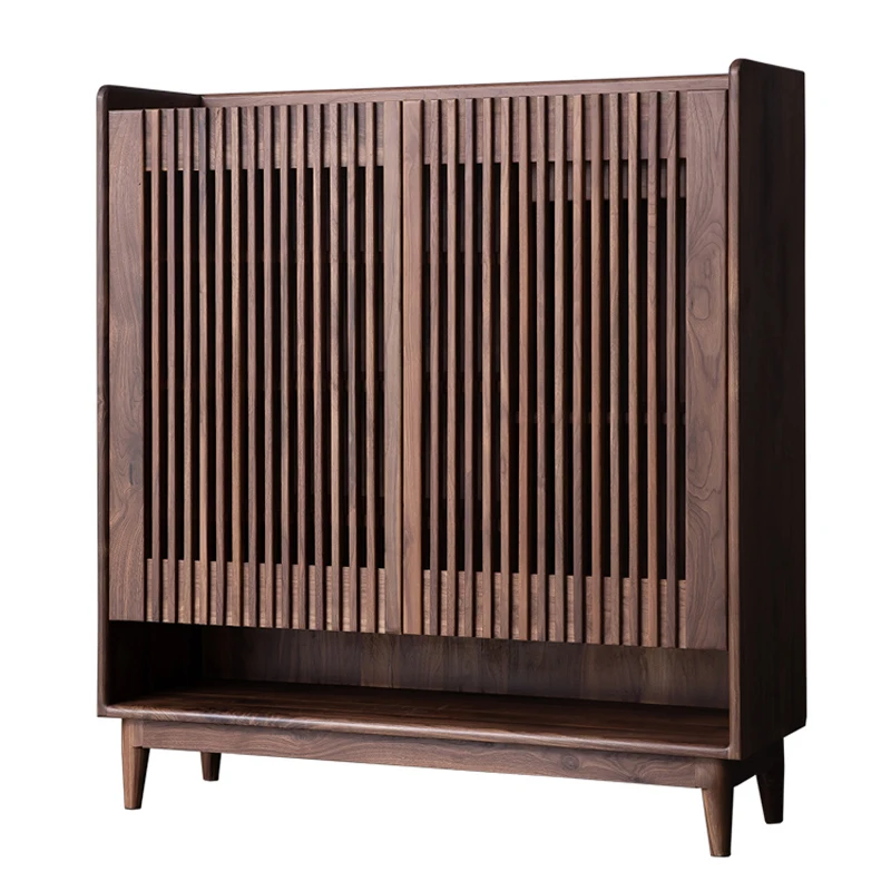 

Шкаф для обуви из цельного дерева, входной шкаф начального уровня, легкий роскошный шкаф для хранения из черного орехового дерева