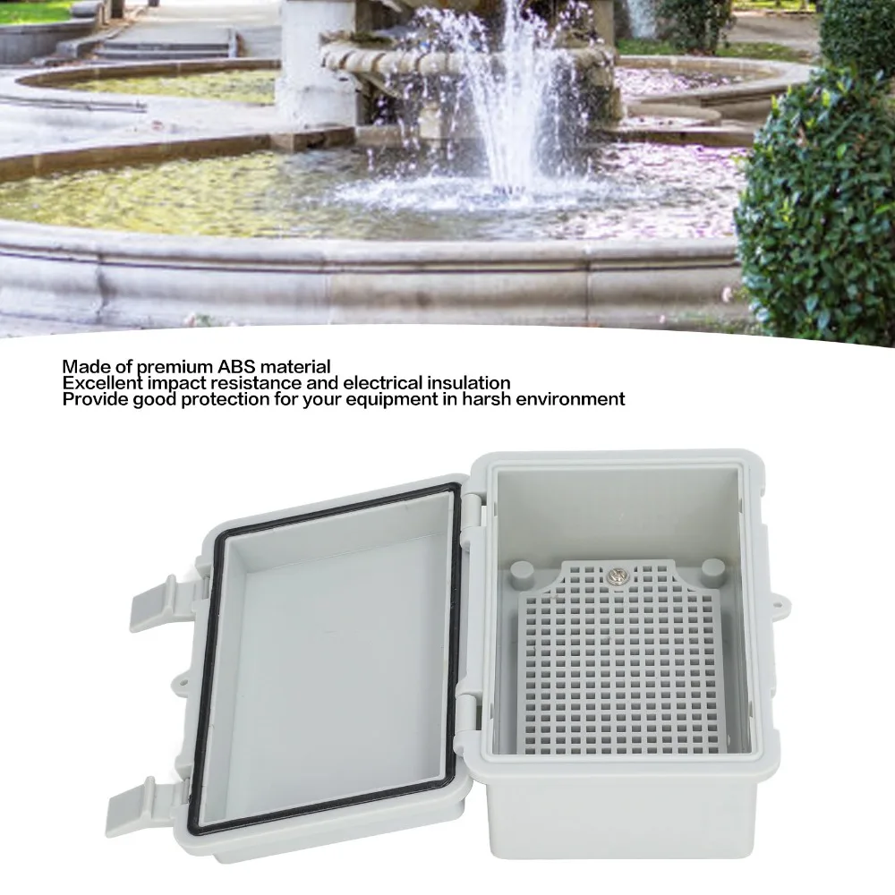 Langlebiger 150 x 100 x 70 mm wasserdichter Schaltkasten, Kunststoffclip mit Bodenplatte, Anschlussdose, graue Projektbox, Außeninstallation