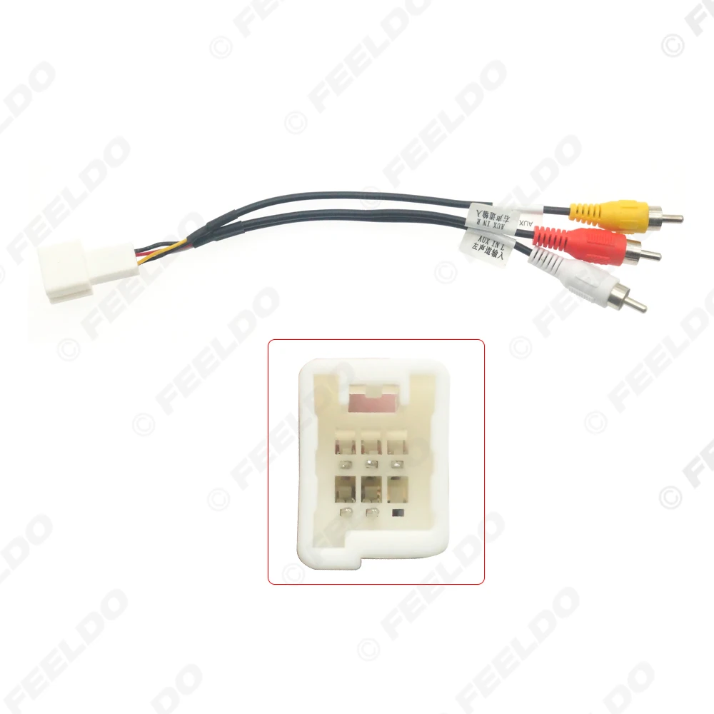 FEELDO Car 6-pin AUX Video Adapter Wiring Cable For Mitsubishi Isuzu Original Factory Auto AUX Video Input Wire