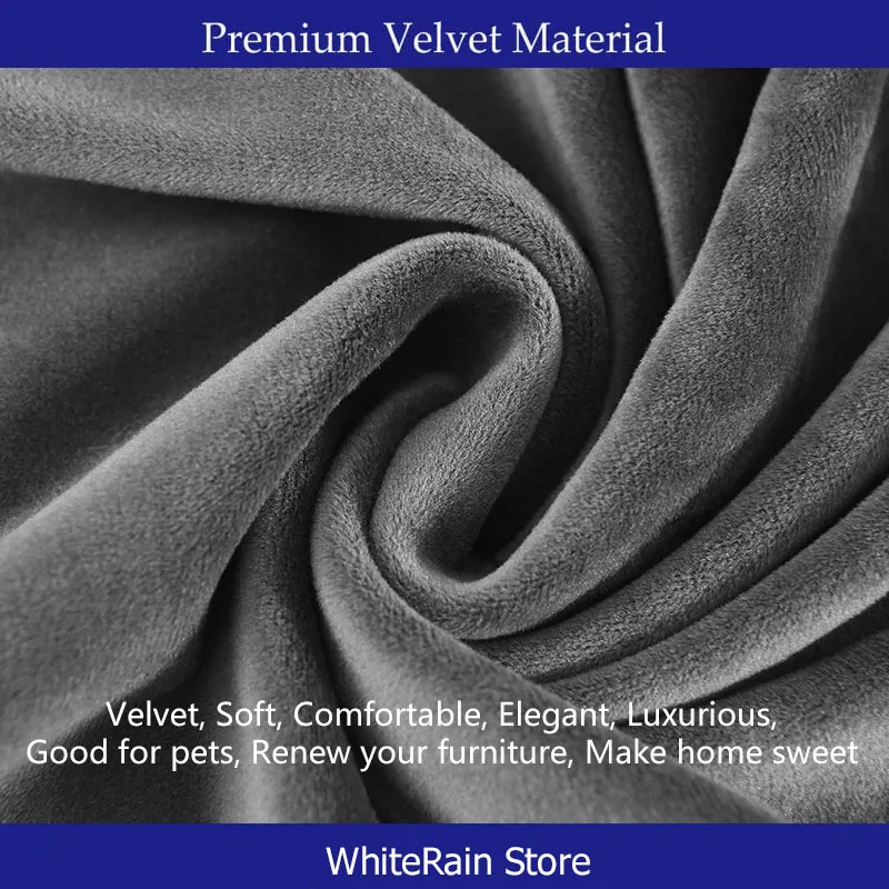 Velvet Chair Cover with No Backrest Anti-Dust Stretch Chair Covers for Dining Home Kitchen Office Upholstered Seat Slipcovers