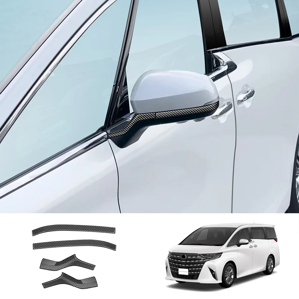 For Toyota Alphard Vellfire 40 Series 2023 2024 ABS Black Door Rearview Mirror Strip Cover Trim Anti-rubbing Protector stirp