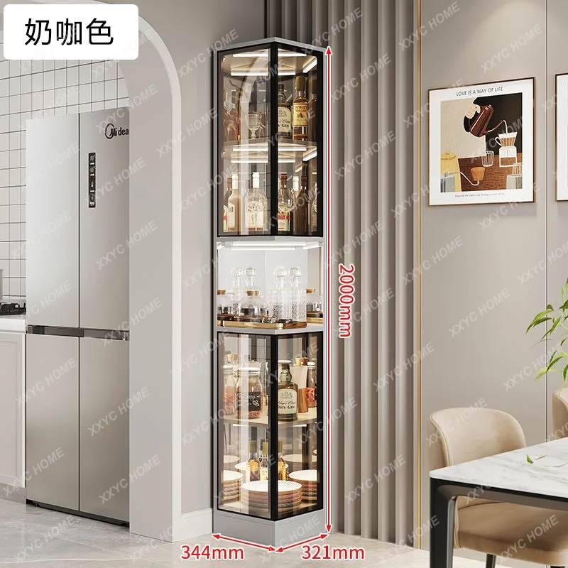 X-S Transparent Glass Bar Cabinet Shelves Living Room Mobile Wine Cabinet Kitchen Storage Decoration Estante  Furniture