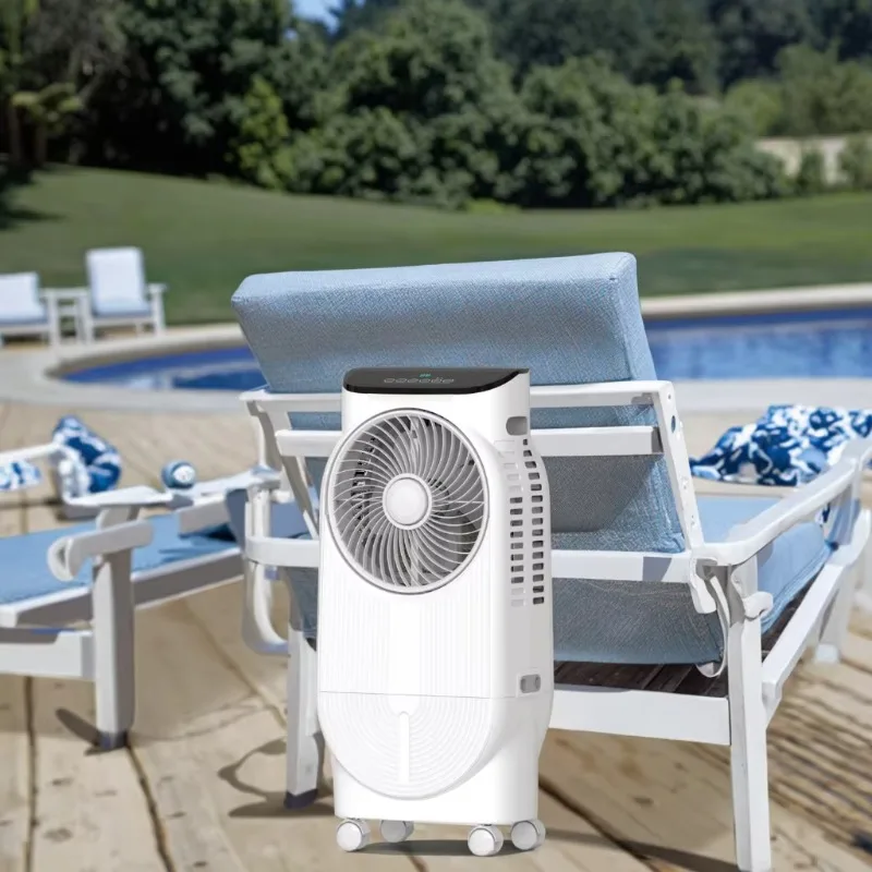 Rechargeable 12V 4.5AH Multifunctional Water-Cooled Tower Pedestal Fan Remote Control Pedestal Fans Electricity Powered Fan
