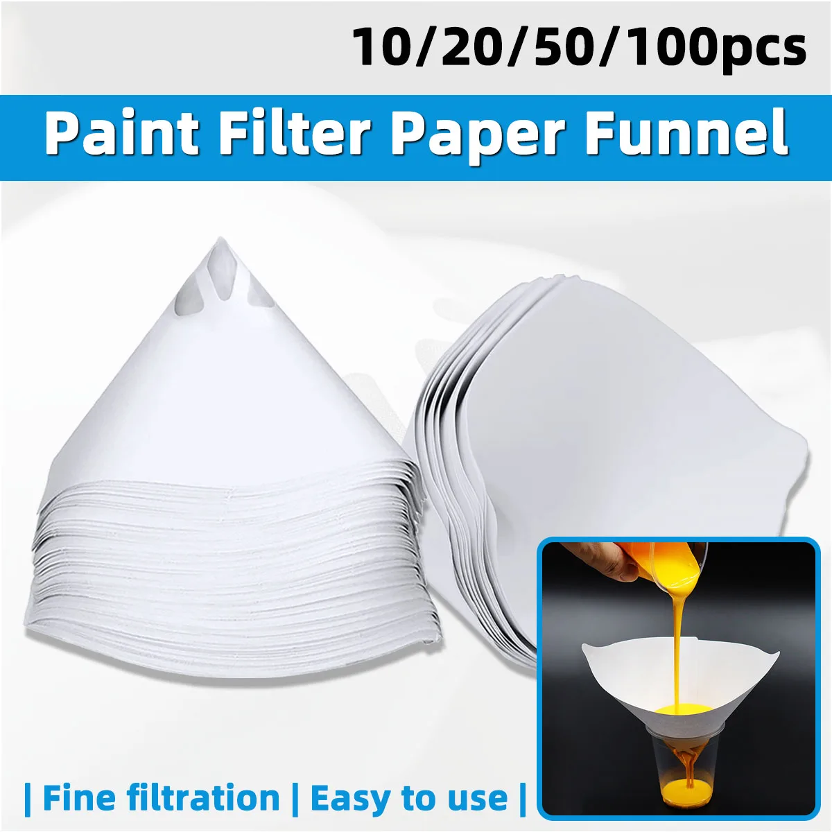 Plastic Paper Filter Oil Leakage Paper Disposable Paper Filter Spray Paint Filter Pure Filter Funnel White Thickened Filter