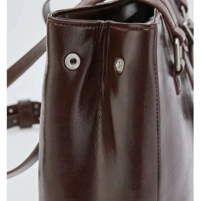 JIAERDI Sweet Cool Brown Shoulder Bags Purse Women High Street Leather Chain Handbag Ladies Moto Biker Casual The Tote Bag Y2k