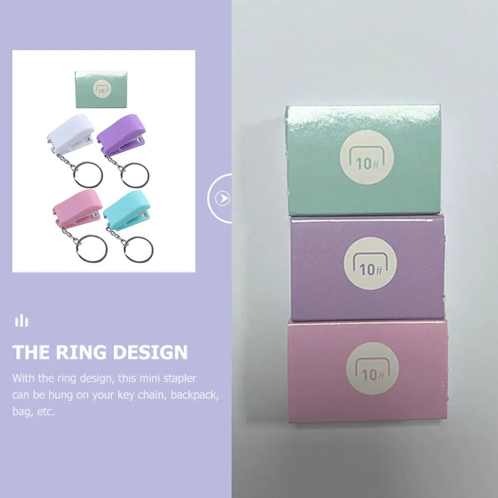 

1Set Mini Stapler Keychain Hanging Book Binding Tool Portable Small Stapler Student Stationery Essential Book Binding Tool