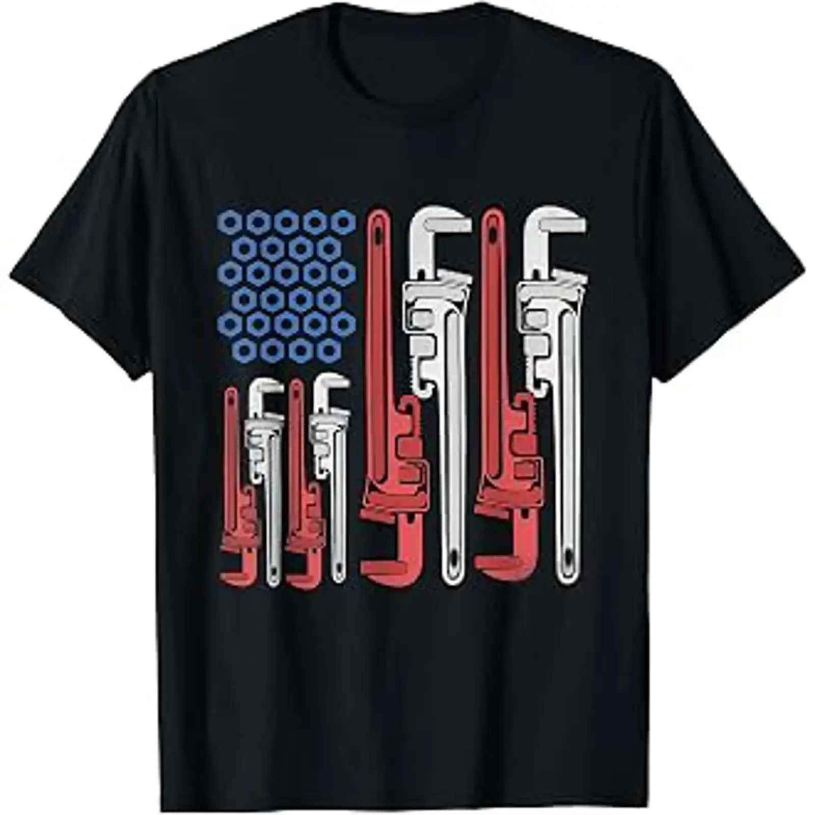 Plumber American Flag Pipe Wrench 4th of July Plumbing T Shirt vintage Washed Comfortable homme Slightly designer clothes