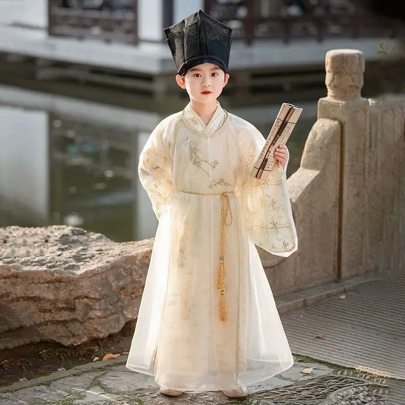 

Детский костюм Ханьфу для мальчиков – широкие рукава, костюм Тан для выступлений по гуоксю и праздничных мероприятий