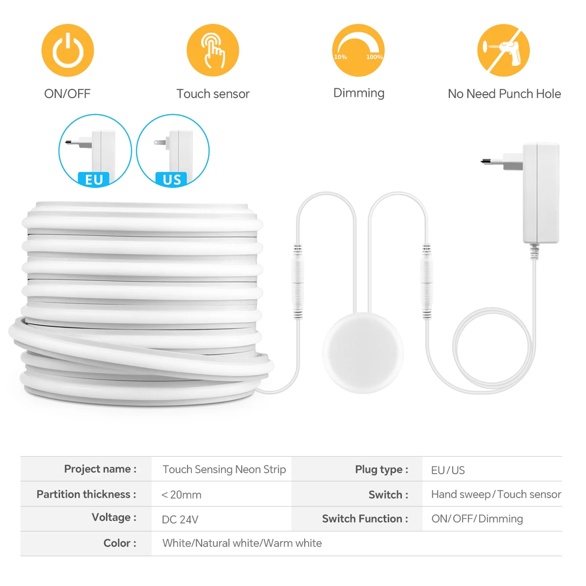 Hight Dressing Lamp Neon Strip Light Touch Control Swtich 24V 2m-10m Dimmable Self-adhesive COB Tape Mirror Backlight Lighting