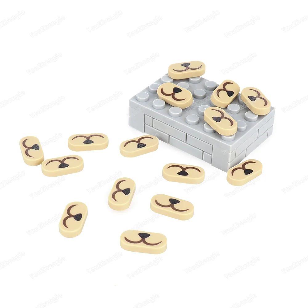 Bear Nose Mouth Pattern 1126 Building Block Tiles Round 1 x 2 Oval Printed MOC Animal Face Scene Matching Model Parts Gifts Toys