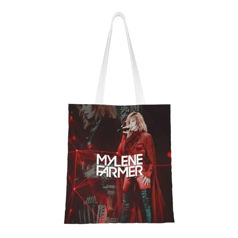 

Fashion Sexy Mylene Farmer Shopping Tote Bags Reusable French Singer Songwriter And Actor Grocery Canvas Shoulder Shopper Bag