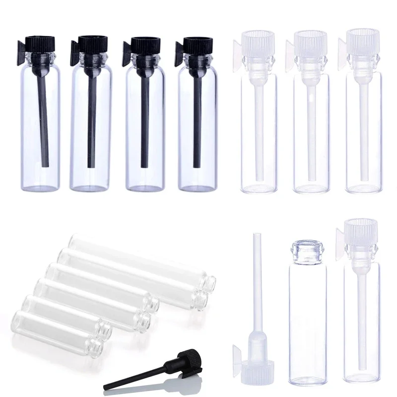 30Pcs Empty 1-3ml Mini Clear Glass Sample Bottle Perfume Dripping Stick Vial Portable Container for Essential Oil  Aromatherapy