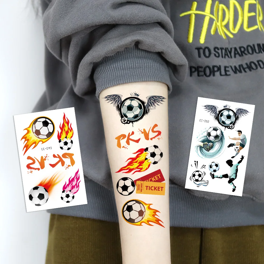 18 Sheets Football Tattoos Soccer Ball Sports Temporary Tattoos, Individual Football Stickers for Soccer Fans, Birthday Gifts