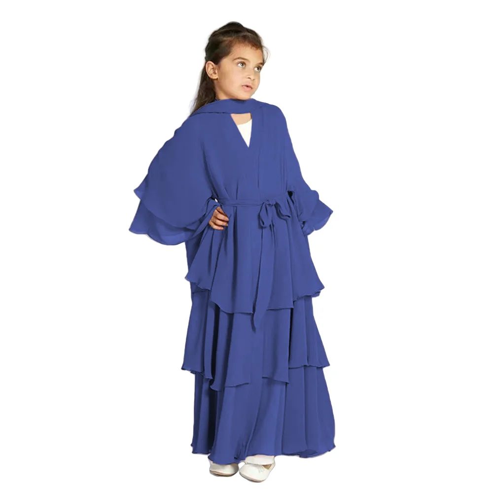 

2024 New Ramadan Muslim Kids Abaya Girls Set Dubai Turkey Islam Hijab Dress Khimar Prayer Clothes Women Kebaya Robe Musulmane