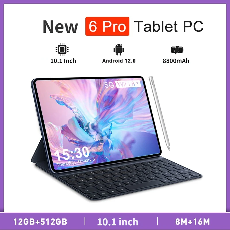 2024 wersja globalna Tablet z WiFi PC nowy Android 12.0 10.1 Cal 12G + 512GB Tablet 5G Tablet sieciowy Dual SIM Tablet podwójny aparat