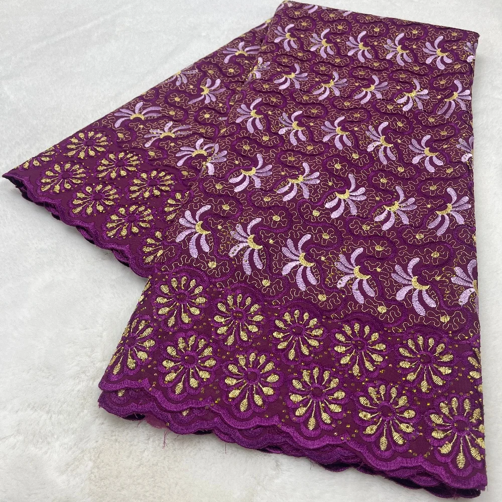 

High Quality African soft Swiss Voile Lace Fabric 2026 Nigerian Cotton with Stones for Women's Wedding Dresses 5 Yards