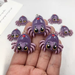 10pcs Festival Halloween Hearts Spider Charms for Jewelry Making Kawaii Animal Resin Pendants Flatback DIY Keychain C1034