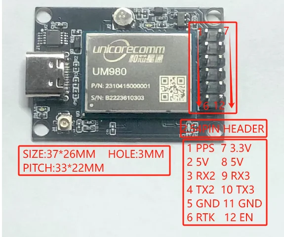 Hexin Xingtong Um980 Development Board, Small Size