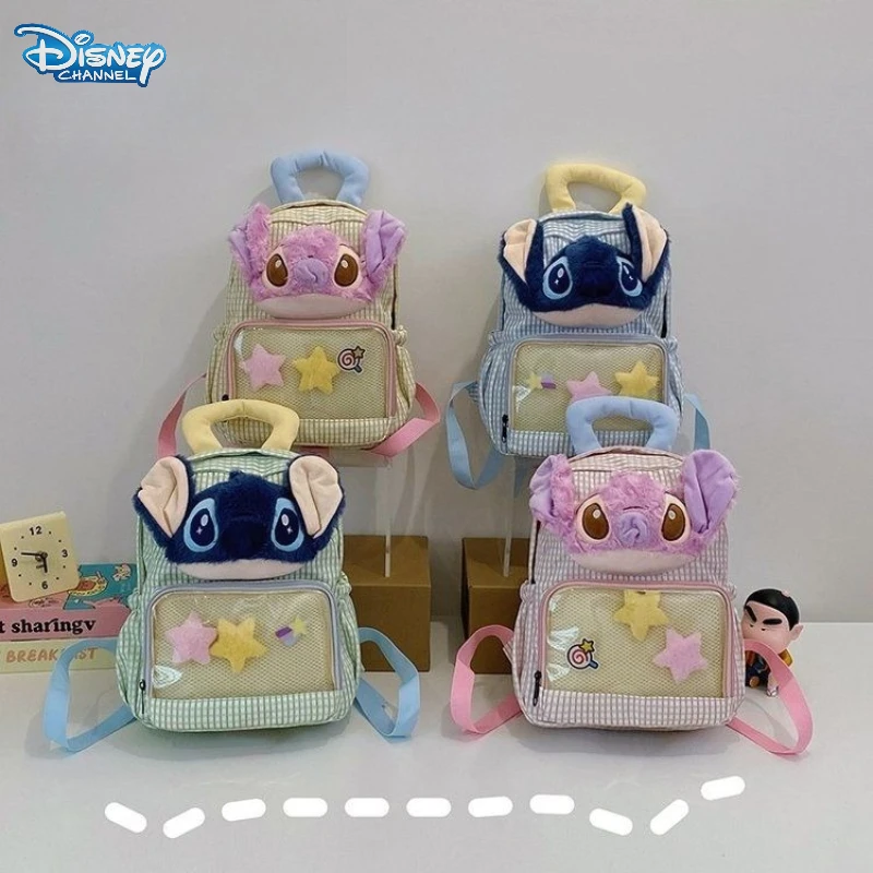 

Новый рюкзак Disney Stitch Kawaii, аниме, мультяшный принт, вышитые аксессуары, рюкзак, мужские и женские студенческие подарки