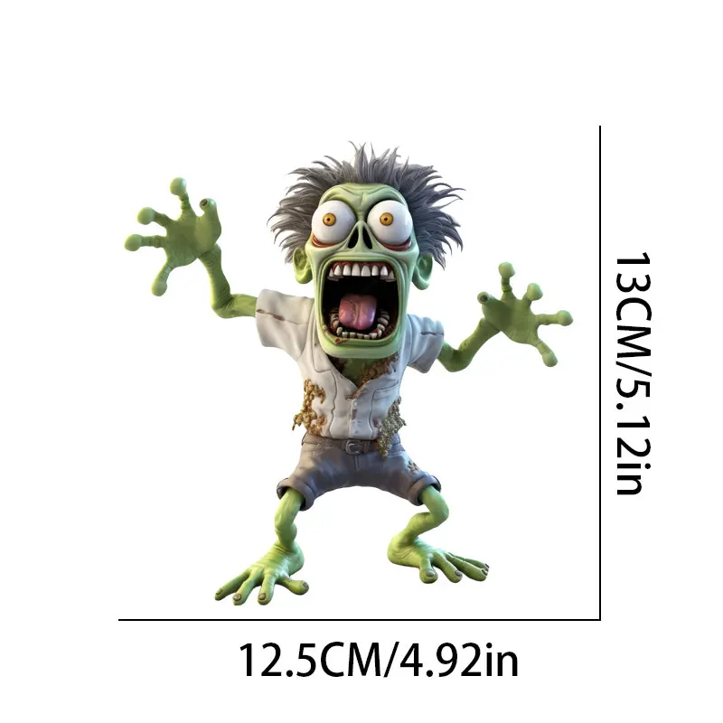 1PC Cute Green Zombie Motorcycle Stickers Waterproof DIY Motorbike Side Panels Fuel Tank Fairing Decals Halloween Decoration