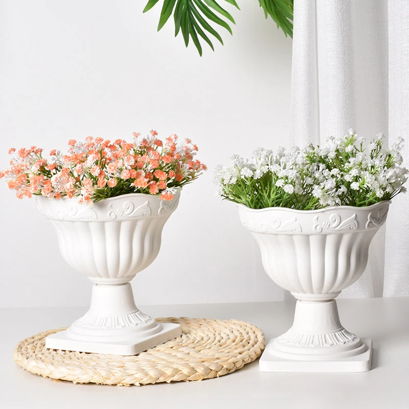 

Large Outdoor Planter Roman Column Flower Pot Planting Pots Balcony Household White Plastic Porch Decor Flowerpot