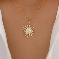 Golden Sun Necklace Lightweight Versatile Diamond Necklace Adjustable All-Match Rhinestone Pendant for Daily Commute Work