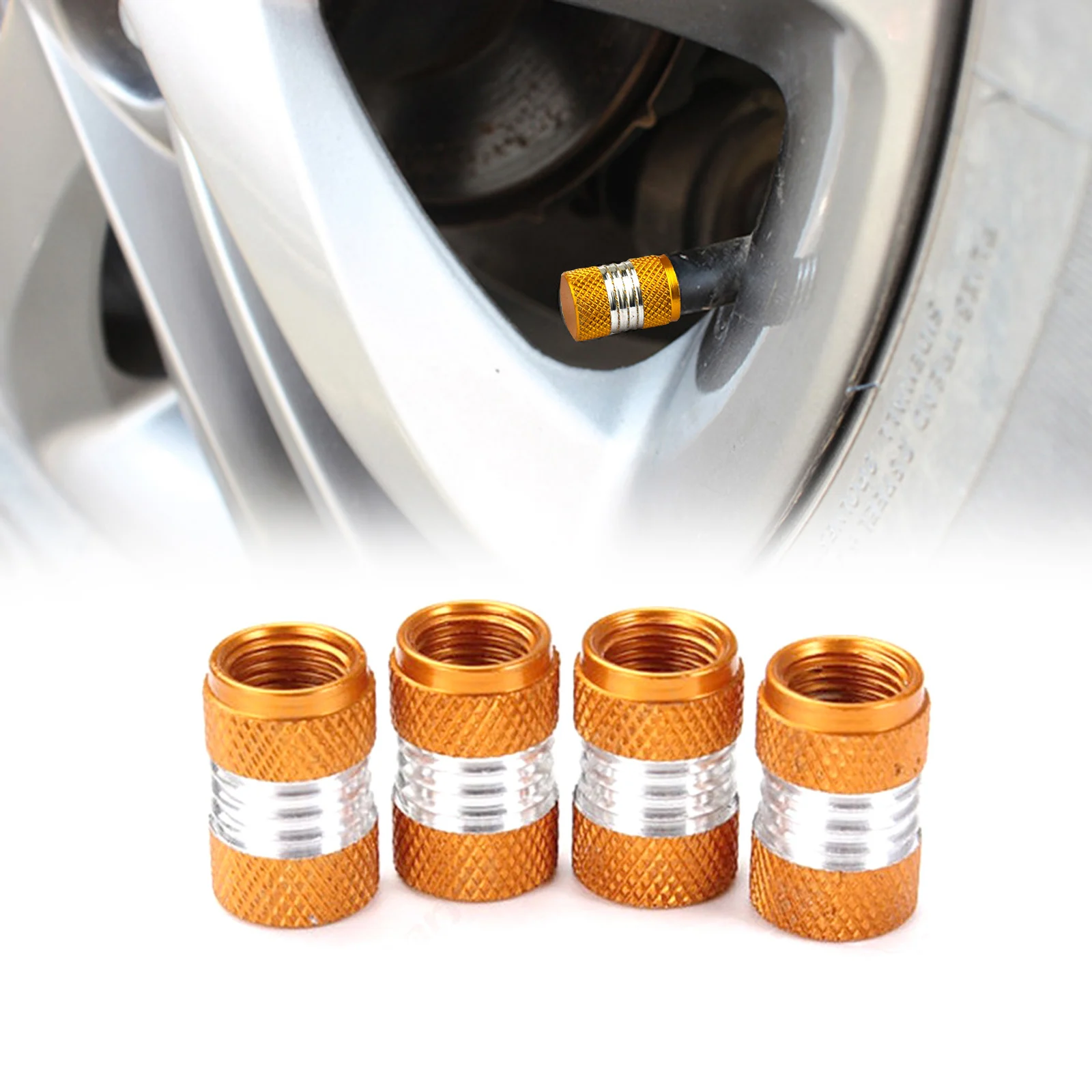 4x Car Tire Valve Stems Caps Cars Bike Bicycle Tire Valve Cap Metal Tire Wheel Stem Air Valve Cap Dustproof Wheel Tire Cover