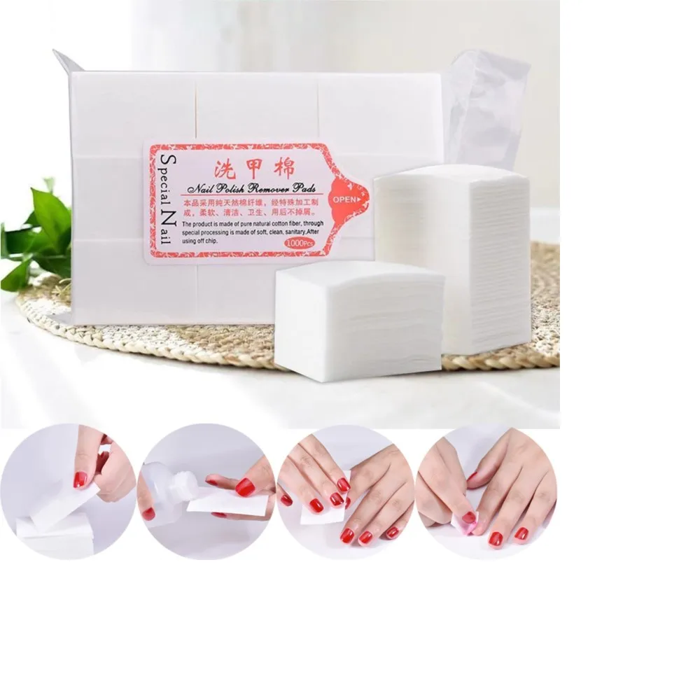 Nail Polish Remover Wipes Cotton Pad Gel Polish Remover Cleaner 100/500/1000Pcs Manicure Nail Remover Lint-Free Wipes Paper Pads