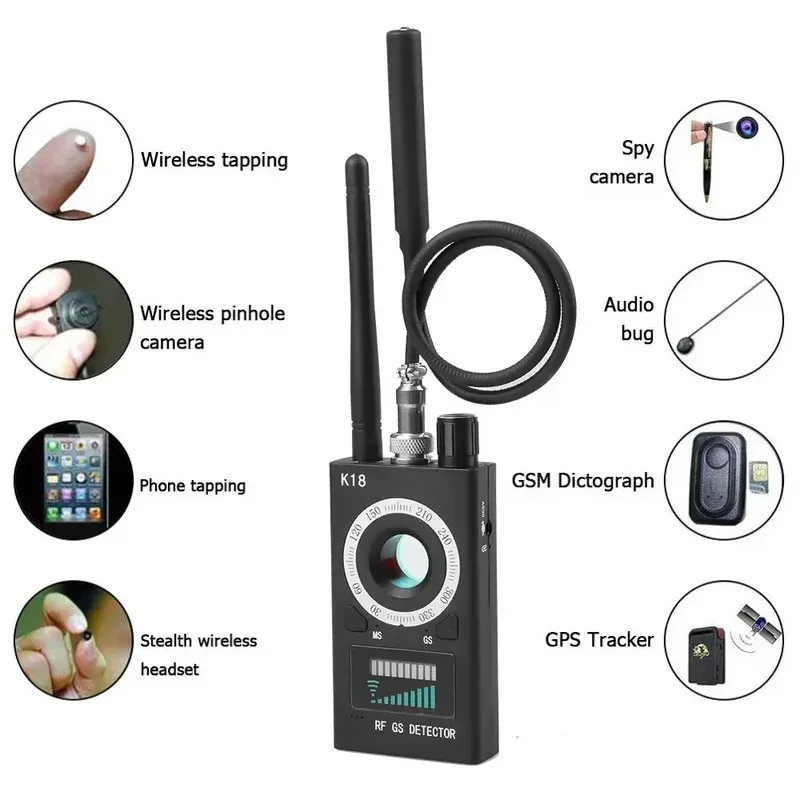 K18 Multifunktions-Anti-Candid Cam Wireless Lens Device Finder 1 MHz-6,5 GHz GSM Audio Bug Finder GPS Signal RF Tracker Erkennen