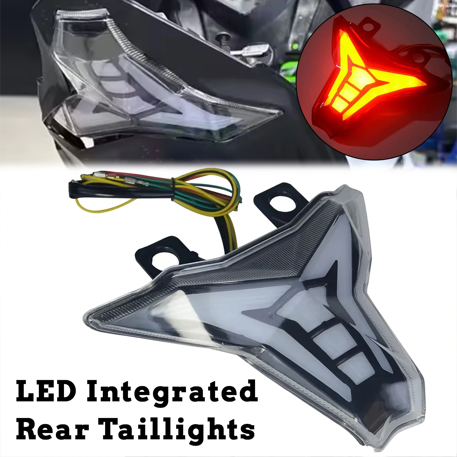 

ZX6R LED Integrated Rear Taillights For Kawasakl Ninja 400 Z400 ZX10R Z1000 ZX6R ZX-6R ZX-10R Motorcycle Brake Light Turn Signal
