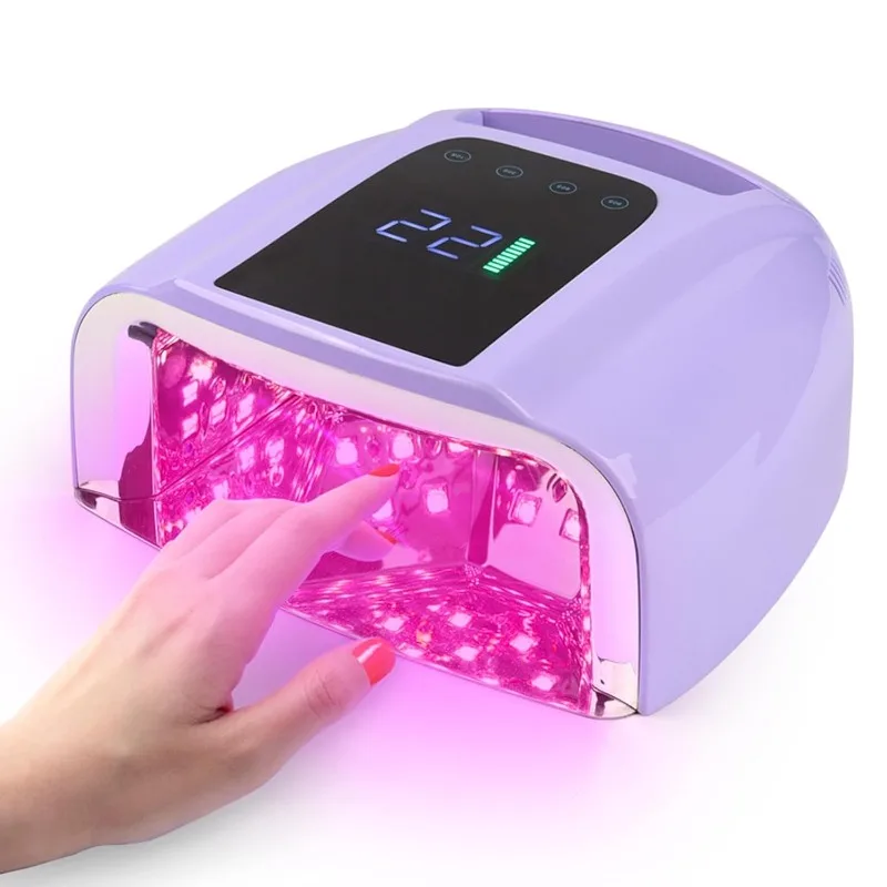 96W Cordless Rechargeable U V LED Nail Lamp for Nail Dryer Portable Cordless Gel UV Led Nail Lamp with 4 Timer Setting Sensor