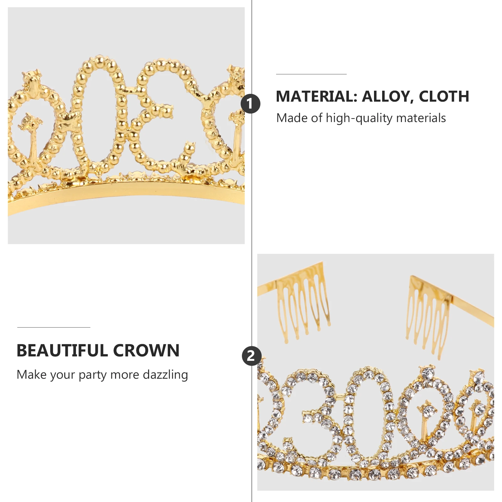 

2pcs Birthday Crown Sash Set Etiquette Belt Crystal Hair Comb Birthday Decoration Suit Party Favors 1 Set Of Comfortable Fabric