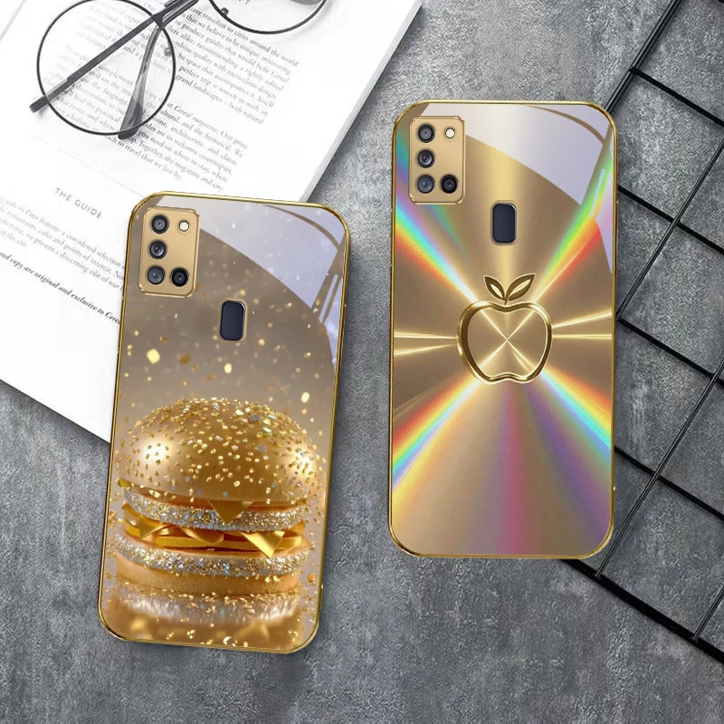 دافئ الذهبي لطيف التفاح لسامسونج A 70 71 72 73 14 15 13 16 25 A26 31 32 33 34 35 50 51 52 53 54 55 56 الزجاج الذهبي جراب هاتف
