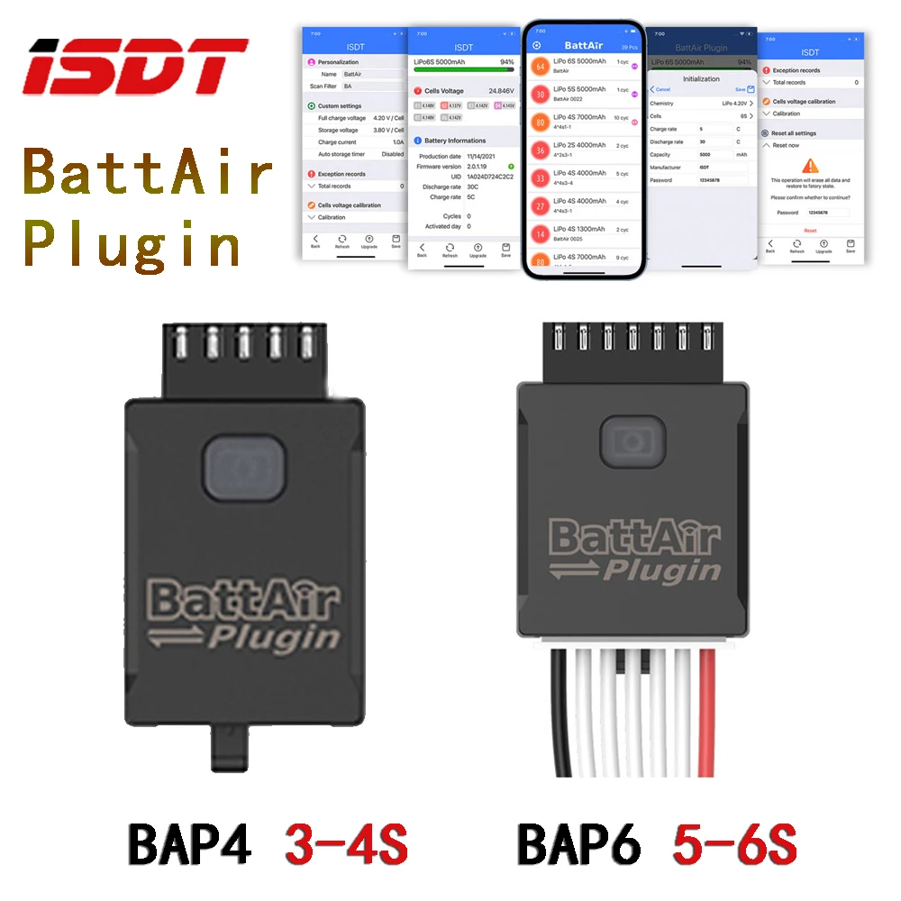

ISDT BattAir Plugin BAP6/BAP4 5-6S/3-4S Lipo Battery Upgrad to Smart Controller APP Bluetooth Control Charge Discharge Safety