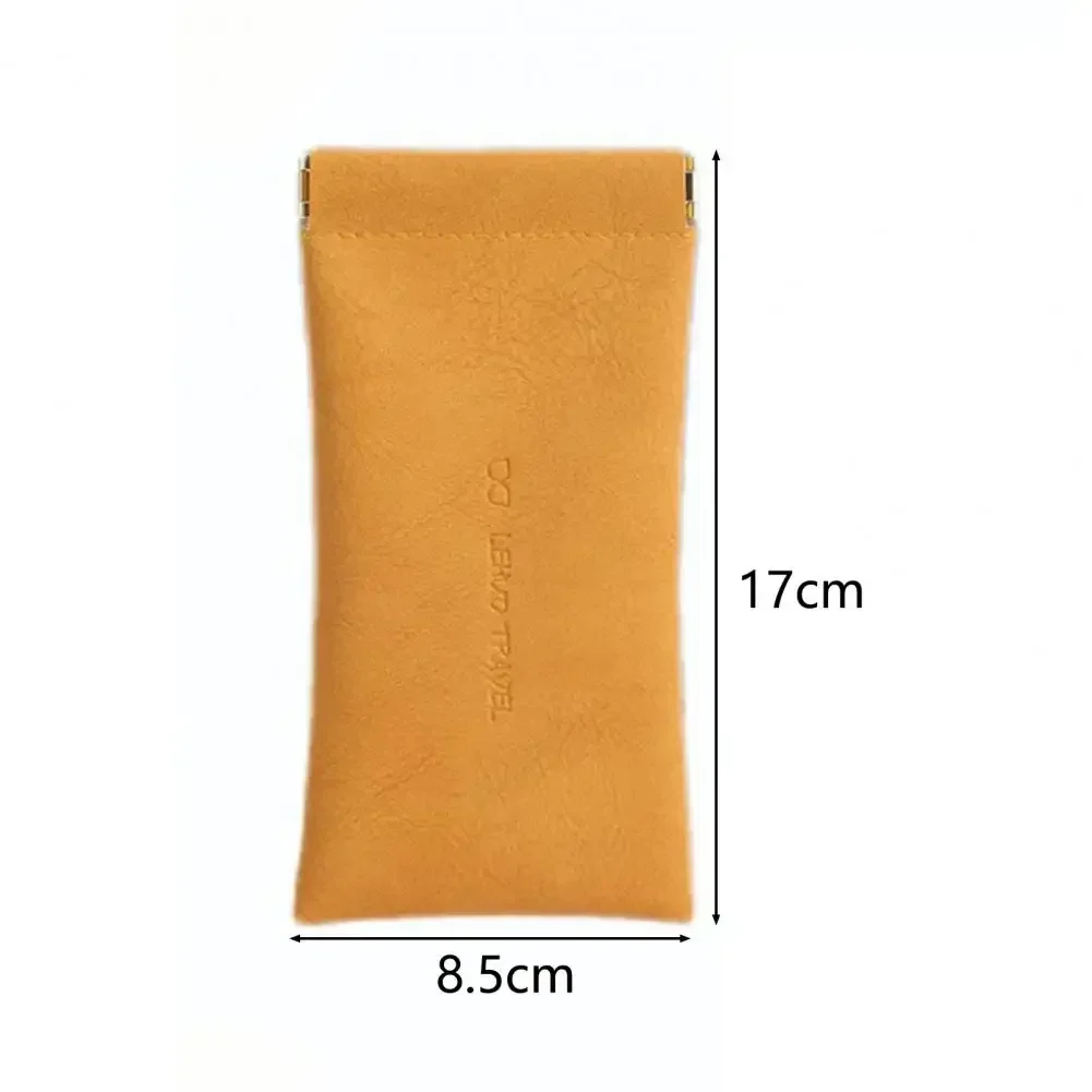 1Pcs Soft Leather Storage Pouch Automatic Closing Eyewear Storage Bag Built-in Fluff Sun Glasses Pouch Faux Leather Glasses Bag