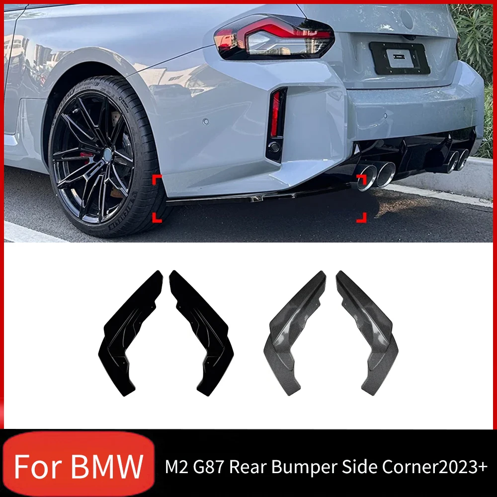 For BMW M2 G87 2023+ Rear Bumper Lip Wrap Angle Diffuser Splitter Canard Rear Bumper Side Corner Splitter Body Kit Accessories