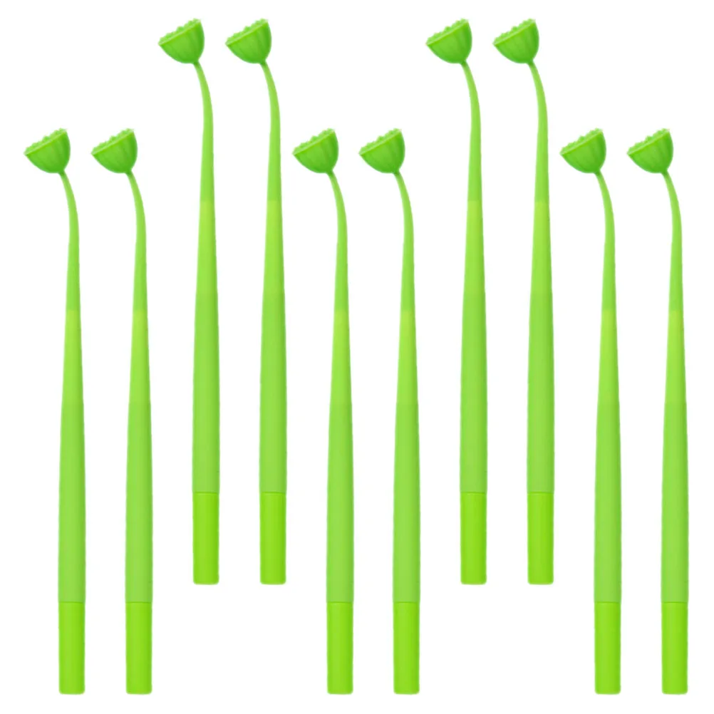 

10Pcs Green Lotus 05Mm Neutral Pen Comfortable Grip Cute Gel Pens For Girls School Student Stationery Writing Supplies