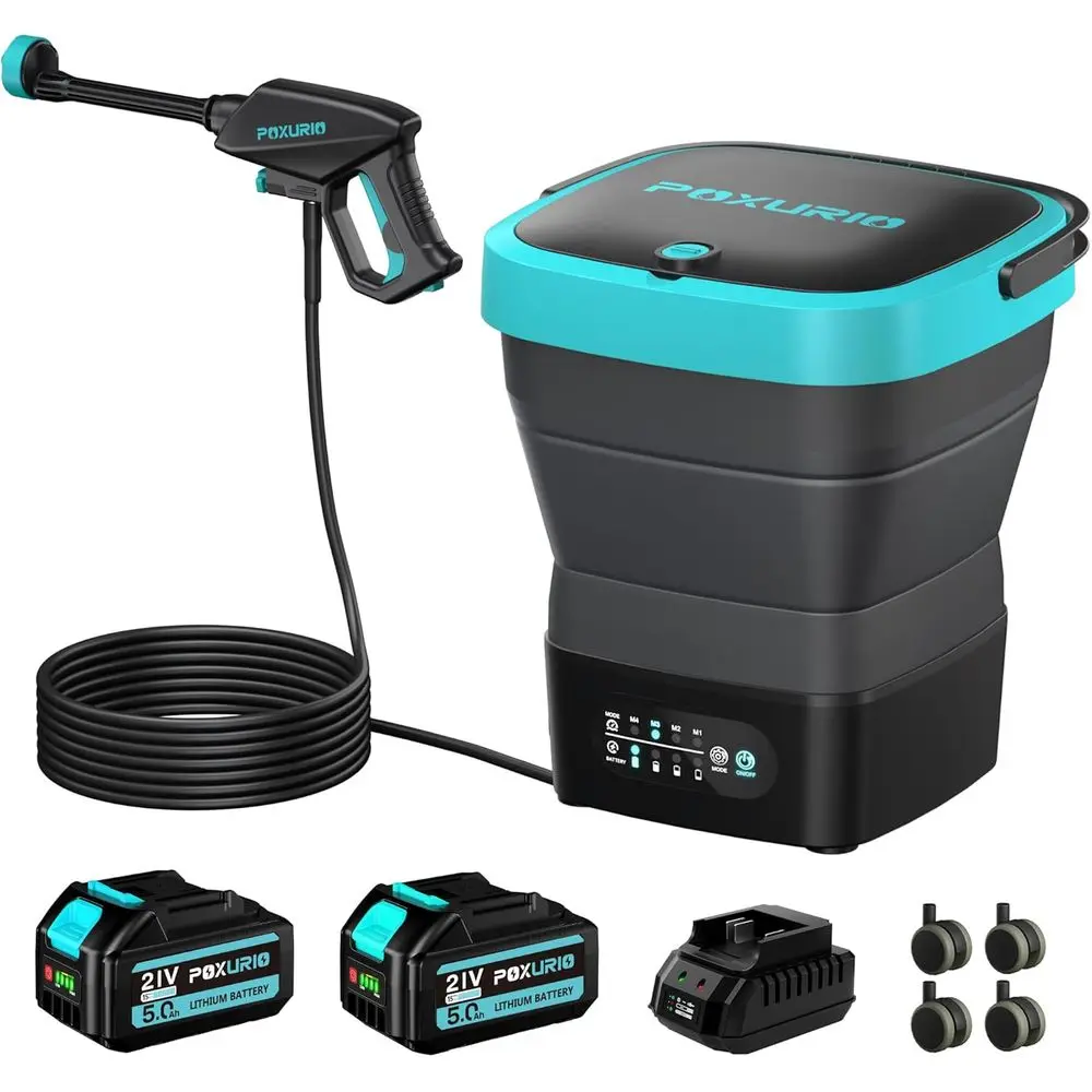 750PSI ポータブル高圧洗浄機 コードレス、4.5ガロンタンク、4段階調整可能圧力 電動高圧洗浄機 2x5.0Ahバッテリー＆クイック付き