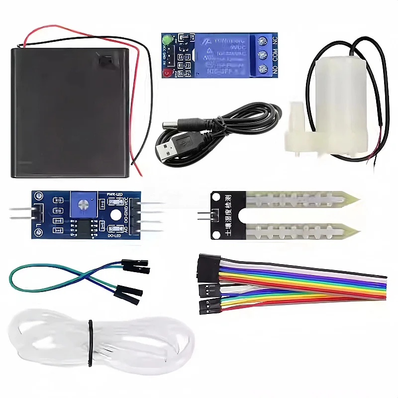 DIY set of automatic irrigation module, soil moisture detection, automatic water pump for watering and water extraction