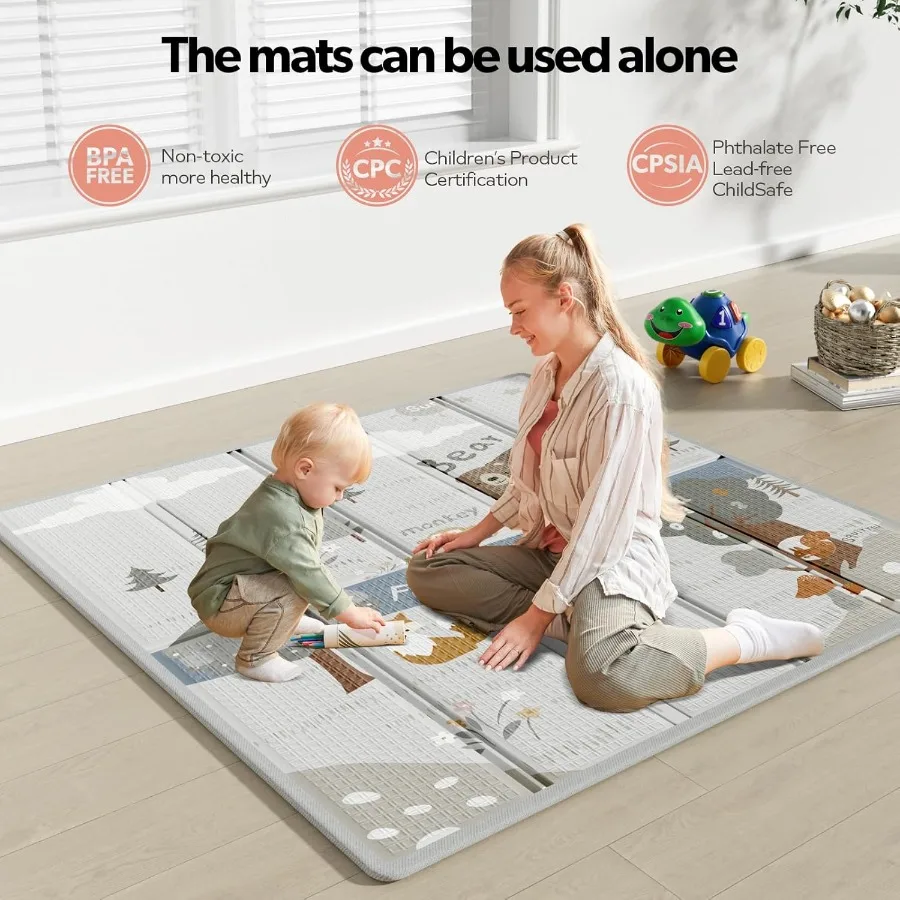 روضة أطفال مع حصيرة قلم لعب صغير للأطفال مقاس 47 × 47 بوصة روضة أطفال للأطفال والرضع (47 × 47 بوصة بيج مع حصيرة) #4