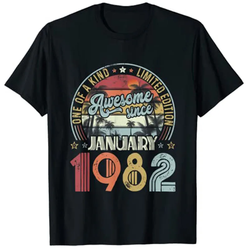 40th Birthday January 1982 Decoration Men Women 40 Years Old T-Shirt Graphic Tee