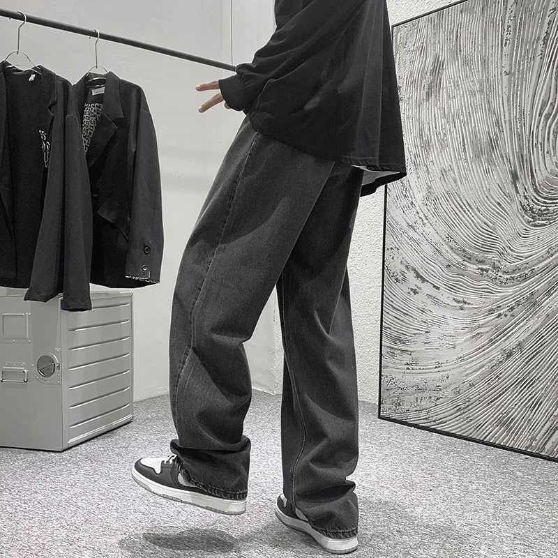 Vaqueros de pierna recta sueltos para hombres retro americanos Primavera Verano High Street Hong Kong Sle Versátil Marca de moda Hasta el suelo P...