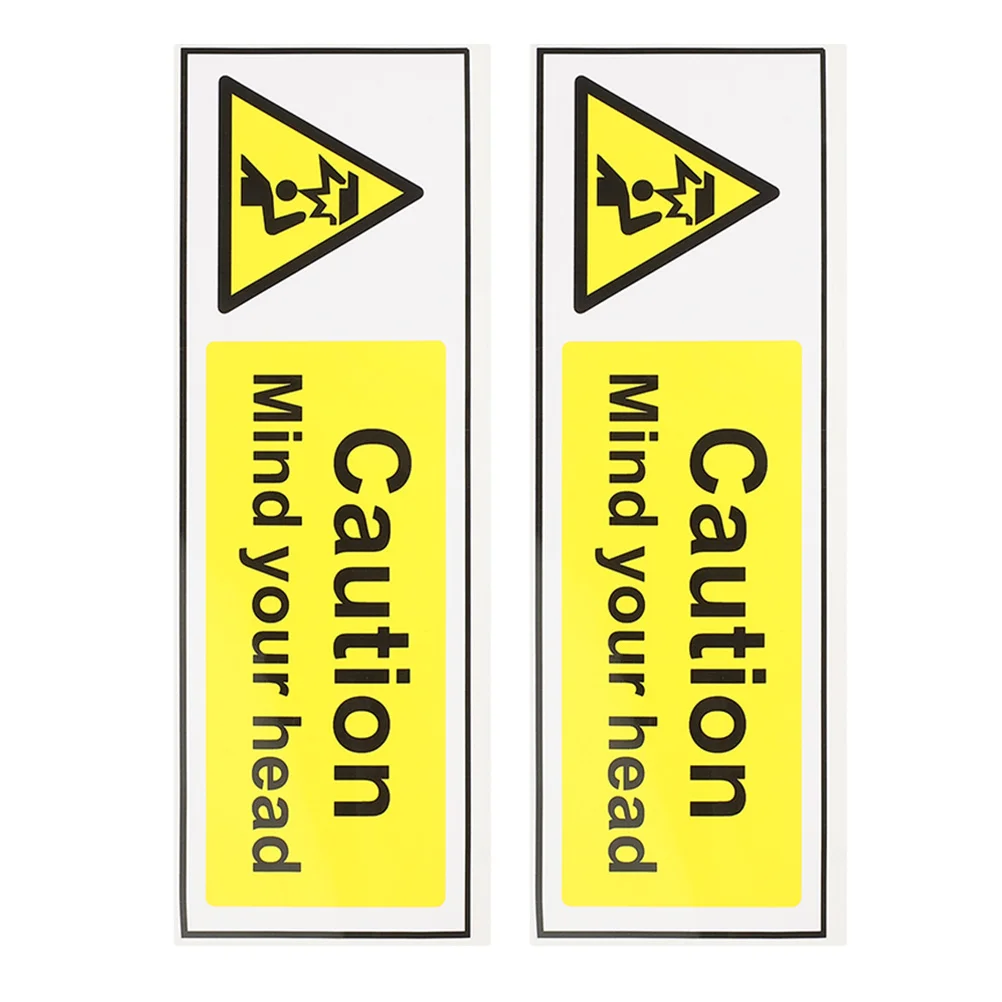 2pcs Safety Sign Self Adhesive Warning Sticker Watch Your Head Caution Decal For Low Ceiling Pvc Waterproof Wall Decor In