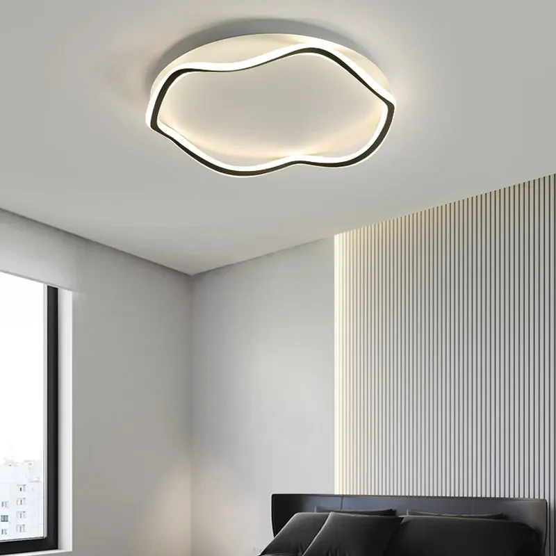 TechHPModern Minimalist LED Chandelier For Bedroom Study Living Room Loft Children's White Circular