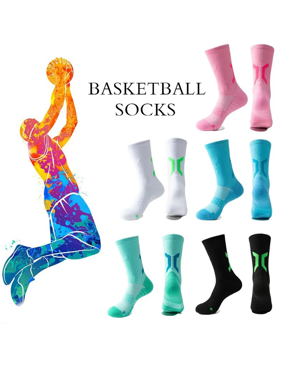 WRELS 1/2/3 Pairs Basketball Socks Cushioned Arch Support Athletic Socks Men Women Moisture Wicking Compression Running Socks