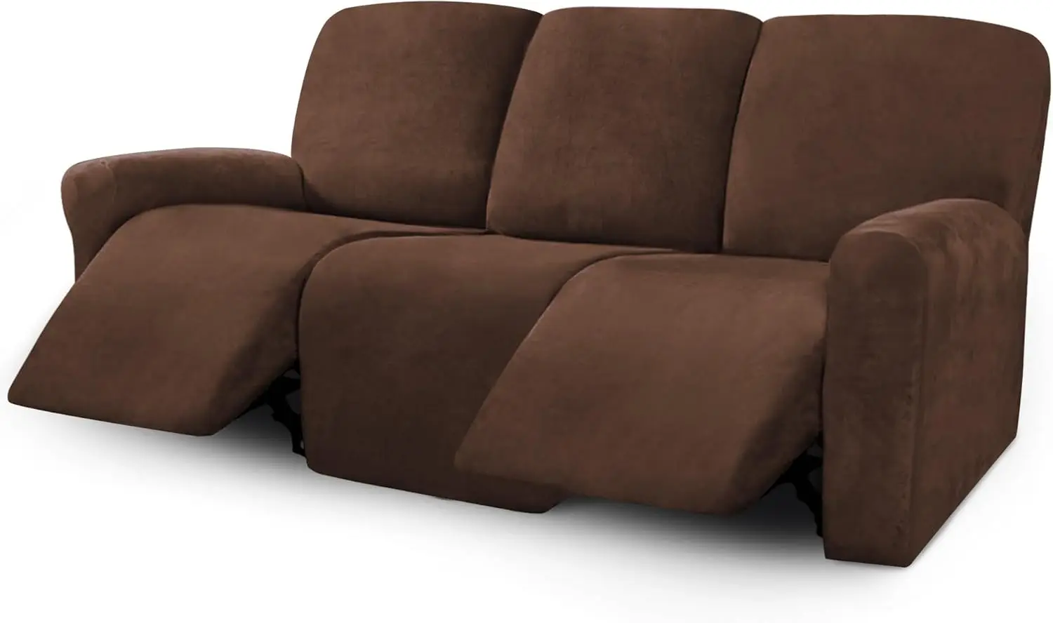 8-Piece Recliner Sofa Covers Stretch Velvet for 3-Seat Reclining Couch Washable