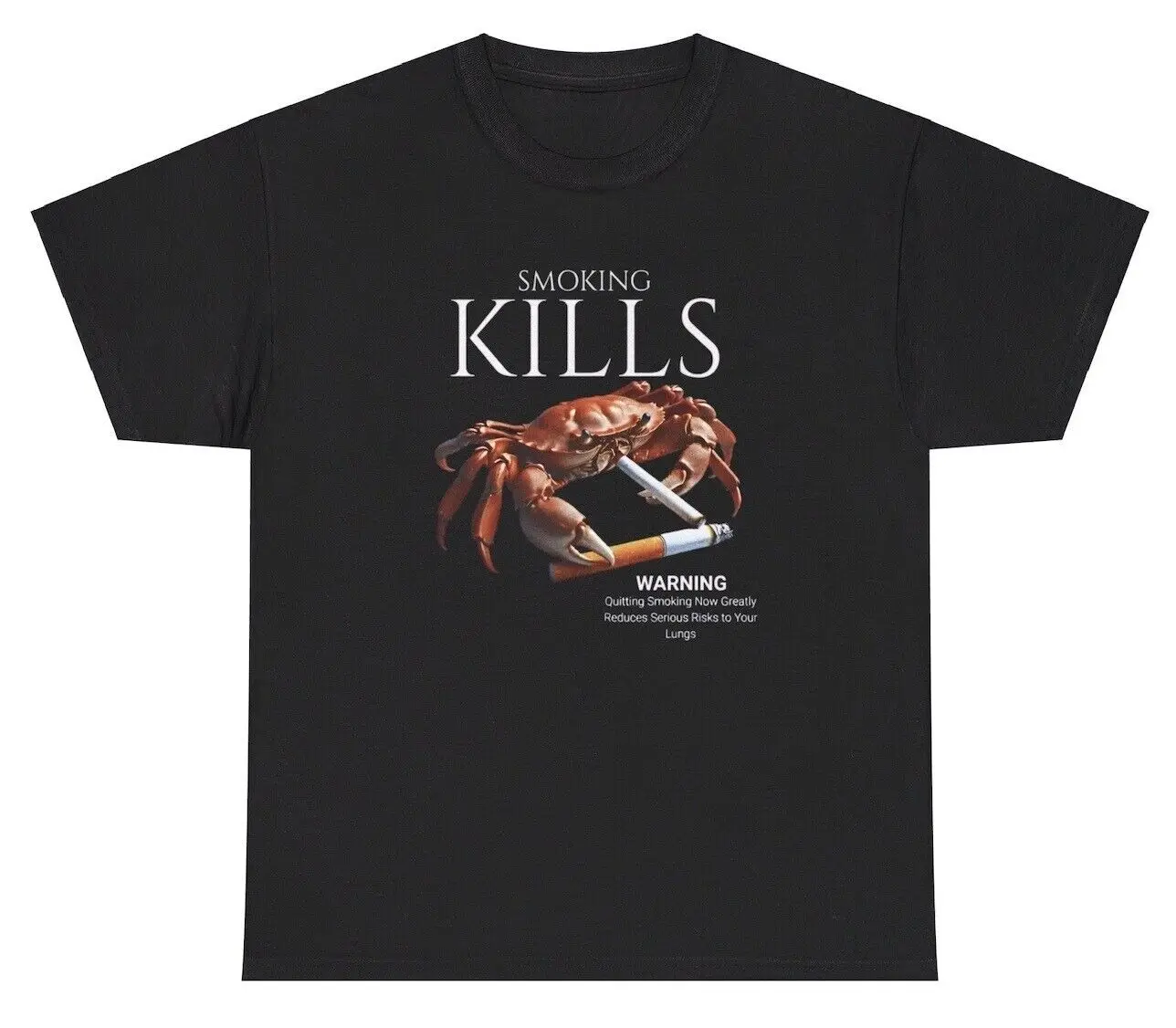 Smoking Kills T Shirt Funny Crab Cigarette Addict Meme Ironic Gen Z Novelty Tee