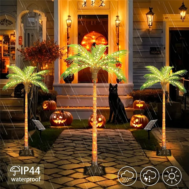 

JHD Solar Palm Tree Lights 4.6FT Artificial Palm Tree For Pool Bar Garden, Palm Trees