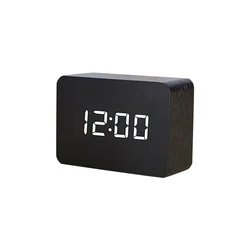 Alarm Clock LED Wooden Watch Table Voice Control Digital Wood Despertador USB Powered Electronic Desktop Clocks